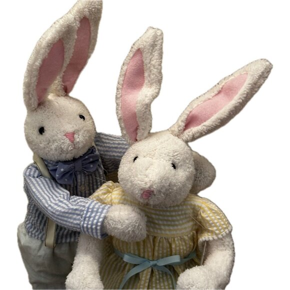 Pottery Barn Kids 32” Bunny Rabbit Set Couple Easter Freestanding Decor RARE Tag - Picture 3 of 16